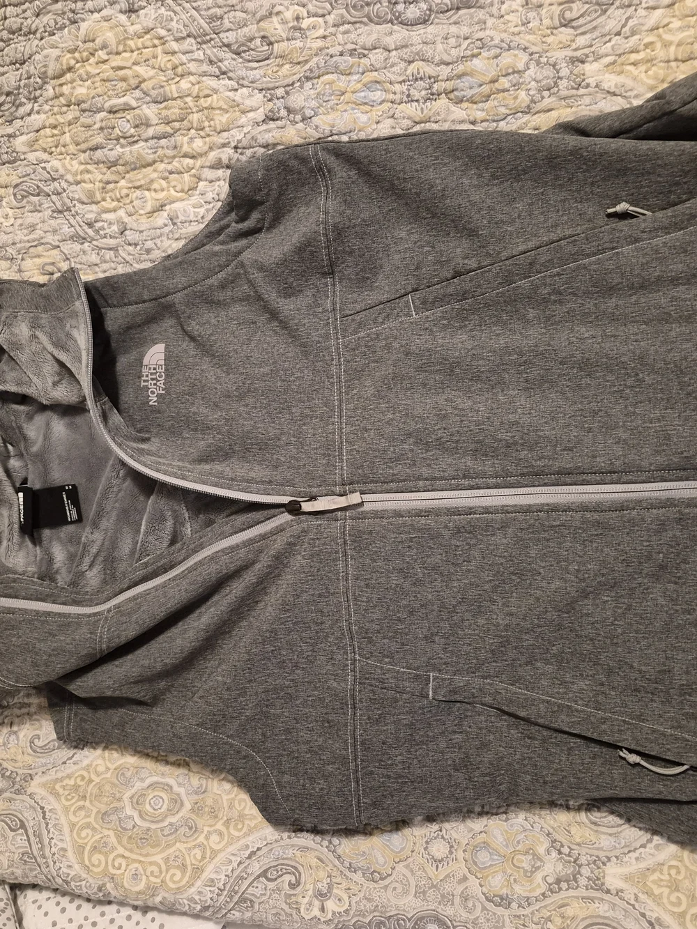 The North Face Gray Hooded Fleece Vest
